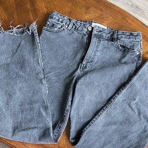 High-Rise Straight Raw-Edge Jeans